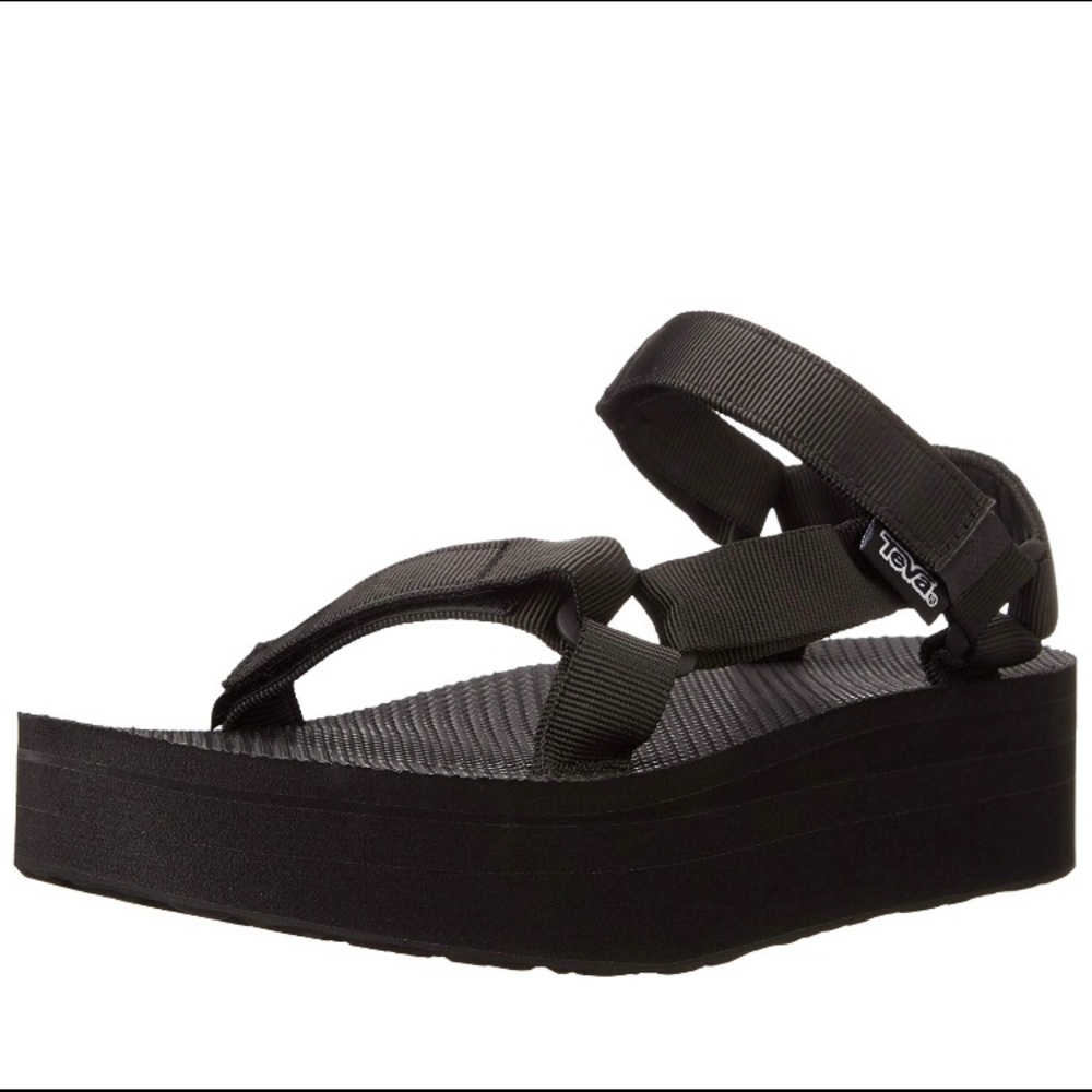 Teva Black Flatform Sandal size 10. Lightly worn